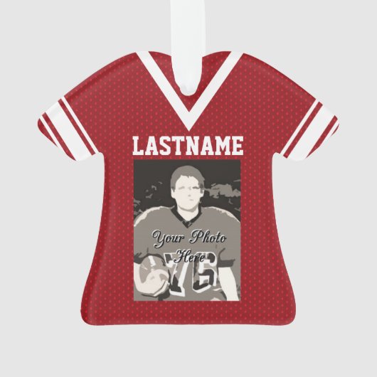 赤いフットボールのジャージーの制服（写真あり） オーナメント (裏面)