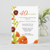 赤いフヨウ 白 40周年結婚記念日 招待状 (スタンド正面)