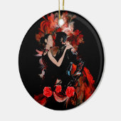 赤いフラクタルのロマンチックなタンゴのダンサー セラミックオーナメント (左)