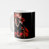 赤いフラクタルを描いたロマンチックなタンゴダンサー コーヒーマグカップ (正面左)