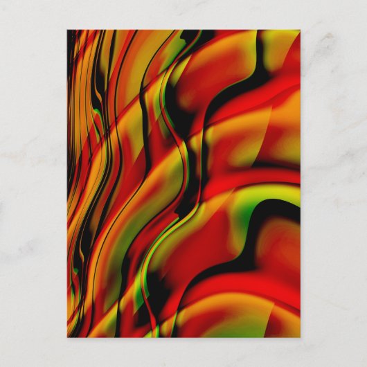 赤いフラクタルアート素晴らしを持つファンタジア ポストカード (正面)