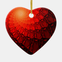 赤いフラクタルパターン セラミックオーナメント