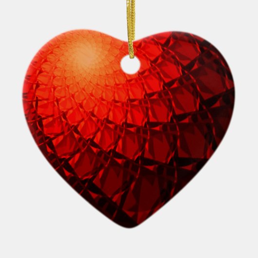 赤いフラクタルパターン セラミックオーナメント (正面)