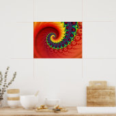 赤いフラクタル名引き螺旋 ポスター (キッチン)