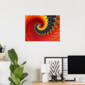 赤いフラクタル名引き螺旋 ポスター (ホームオフィス)