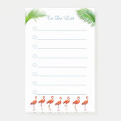 赤いフラミンゴと緑のパーム離れの動作 ポストイット (正面)