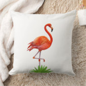 赤いフラミンゴ & 熱帯のヤシの葉のクッション クッション (ブランケット)