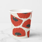赤いフラメンコファンパターン 紙コップ (正面)