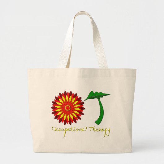 赤いフラワーパワー ラージトートバッグ (正面)