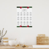 赤いフランジパニプルメリア結婚の座席表 ポスター (キッチン)