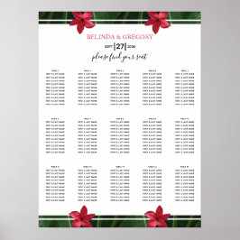 赤いフランジパニプルメリア結婚の座席表 ポスター