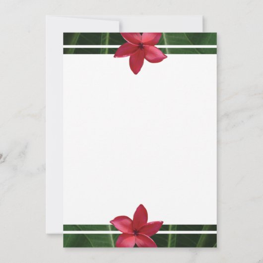 赤いフランジパニプルメリア結婚式の日付を保存 セーブザデート (裏面)