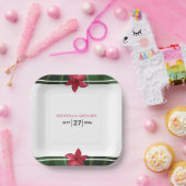 赤いフランジパニ プルメリアの結婚式 ペーパープレート (パーティー)