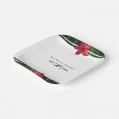 赤いフランジパニ プルメリアの結婚式 ペーパープレート (傾斜あり)