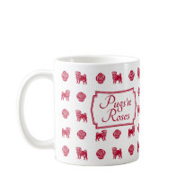 赤いフランスのバラとハートのブルドッグ