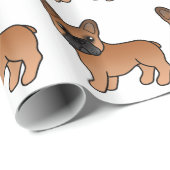 赤いフランスのブルドッグかわいい漫画の犬のパターン ラッピングペーパー (ロールコーナー)