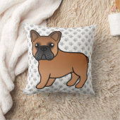 赤いフランスのブルドッグかわいい漫画の犬 クッション (ブランケット)