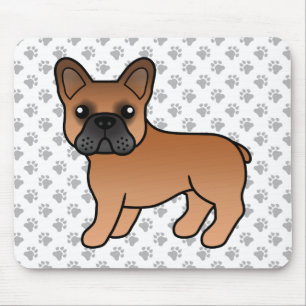 赤いフランスのブルドッグかわいい漫画の犬 マウスパッド