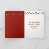 赤いフランスの椅子の上のクリスマスブルドッグ カード (内部)