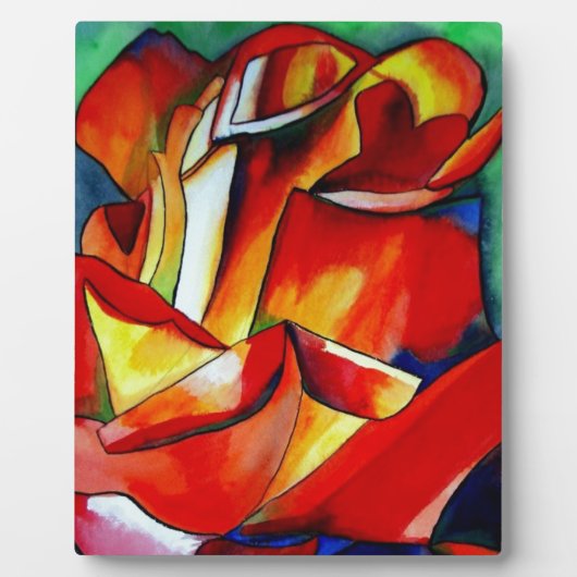 赤いフランス自由なローズウォーターカラーアート フォトプラーク (正面)