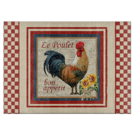 赤いフランス語Country Rooster Le Poulet カッティングボード
