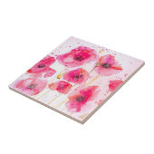 赤いフランダースのポピー・ウォーターカラー花柄 タイル (側面)