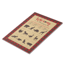 赤いフランネル私のママの赤ちゃんの動物のシャワーゲーム ノートパッド