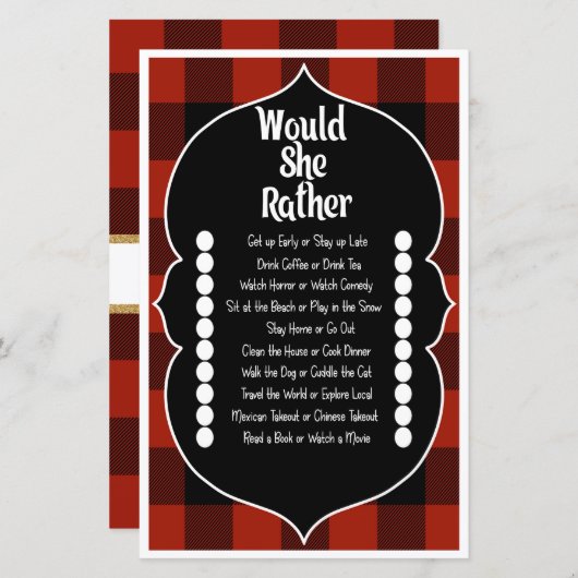 赤いフランネル 結婚前お祝いゲーム 彼女はどちらを好むか (正面/裏面)