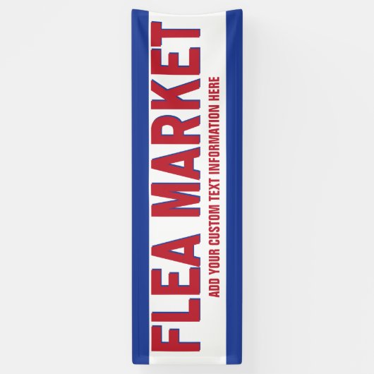 赤いフリーマーケットの印およびカスタムな文字が付いている青 横断幕 (縦)