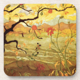 赤いフルーツが付いているりんごの木 コースター