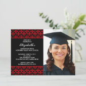 赤いフルール・ド・リス 卒業式招待状(写真付き) 招待状 (スタンド正面)