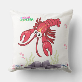 赤いフレンドリーロブスターの大きな目と黄色のストリップ クッション