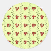 赤いフローラつる植物パターン(緑) ラウンドシール (正面)