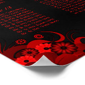 赤いフローラと黒の15結婚のテーブルの座席表 ポスター (角)