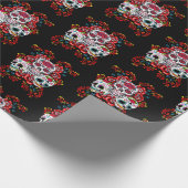 赤いフローラの死んだ砂糖のスカルの3日 ラッピングペーパー (角)