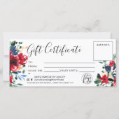 赤いフローラの水の色のギフト証明書のロゴ (正面)