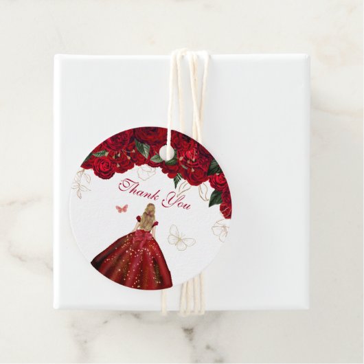 赤いフローラエレガントバラ蝶ありがとう好意 フェイバータグ (インサイチュ)