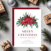 赤いフローラエレガントポインセチア・メリークリスマス シーズンカード