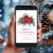 赤いフローラエレガントポインセチア・メリークリスマス シーズンカード