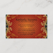 赤いフローラエレガントマスクと金ゴールドフレーム 名刺 (裏面)