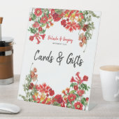 赤いフローラガーデンフラワーウェディングカード&ギフト 台座サイン (インサイチュ)