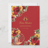 赤いフローラサンフラワーズブーツホースシュークインセアニラ 招待状 (裏面)