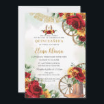 赤いフローラサンフラワーズブーツホースシュークインセアニラ 招待状<br><div class="desc">この赤と鮮やかひまわりのフローラクインチェニェラ/甘い16の誕生日の招待を簡単かつ迅速にパーソナライズ。単クリックにはカスタマイズ、さらにボタンをクリックして文字の編集、フォントとフォントの色の変更。鮮やかな赤いバラとヒマワリ、フローラ飾りのカウボーイブーツと馬蹄形。ストアで使用可能な一致アイテム。ハサマーセット素晴らし書類</div>