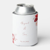 赤いフローラスクリプト結婚式の引き出物 缶クーラー (缶正面)