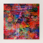 赤いフローラテクスチャ ジグソーパズル (横)