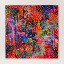 赤いフローラテクスチャ ジグソーパズル