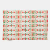 赤いフローラデザイン キッチンタオル (横)