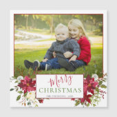 赤いフローラハンドレターフォトホリディグリーティング (正面)