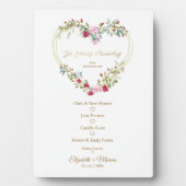 赤いフローラハートを愛するメモリ結婚ー フォトプラーク (正面)