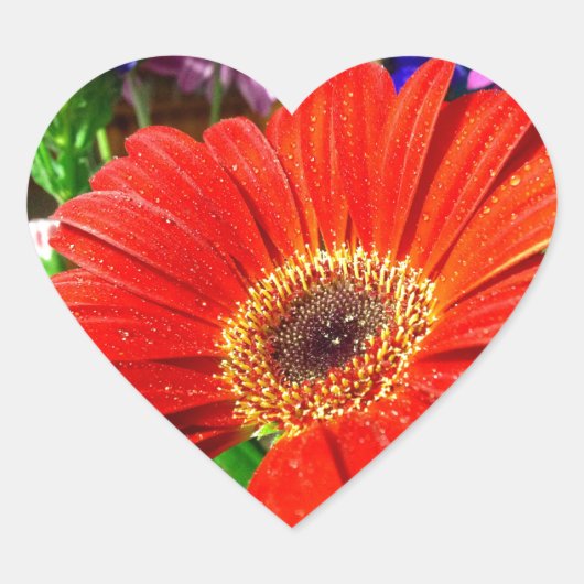 赤いフローラハートシール ハートシール (正面)